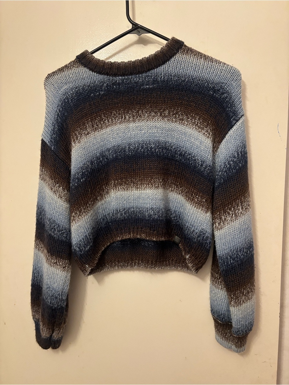 Obey Gradient Striped Crewneck Sweater in Blue & Brown